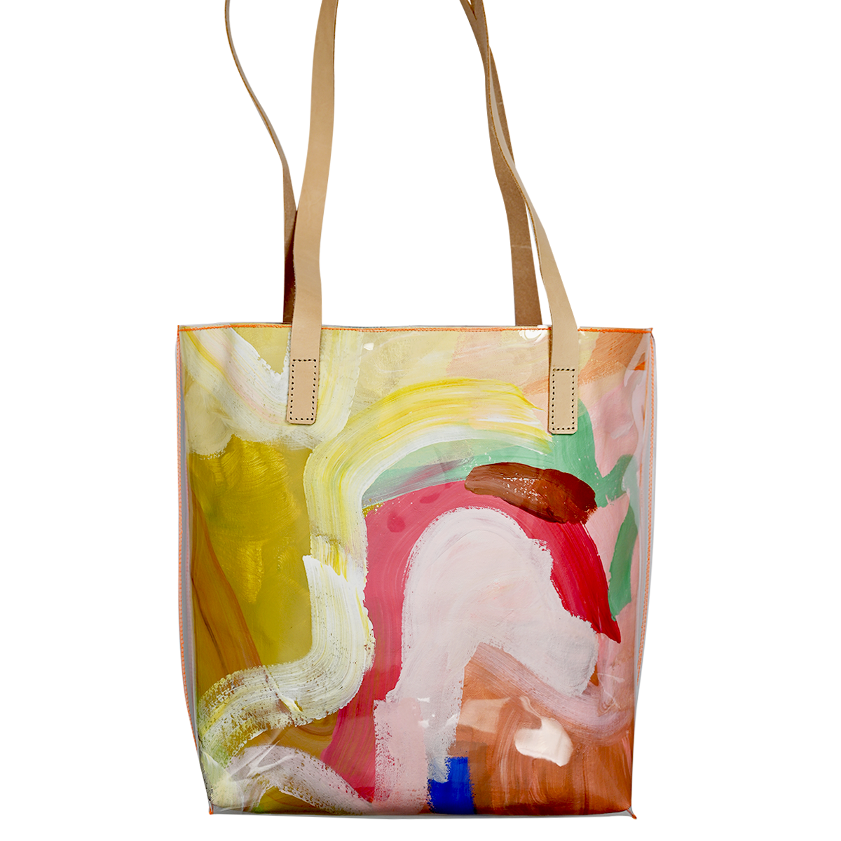 joy crowd | classic tote - this tote is created from an original painting with heavier paint features, so a patina of some cracking will be apparent in some areas. This will not affect the longevity of the product, its a unique feature!