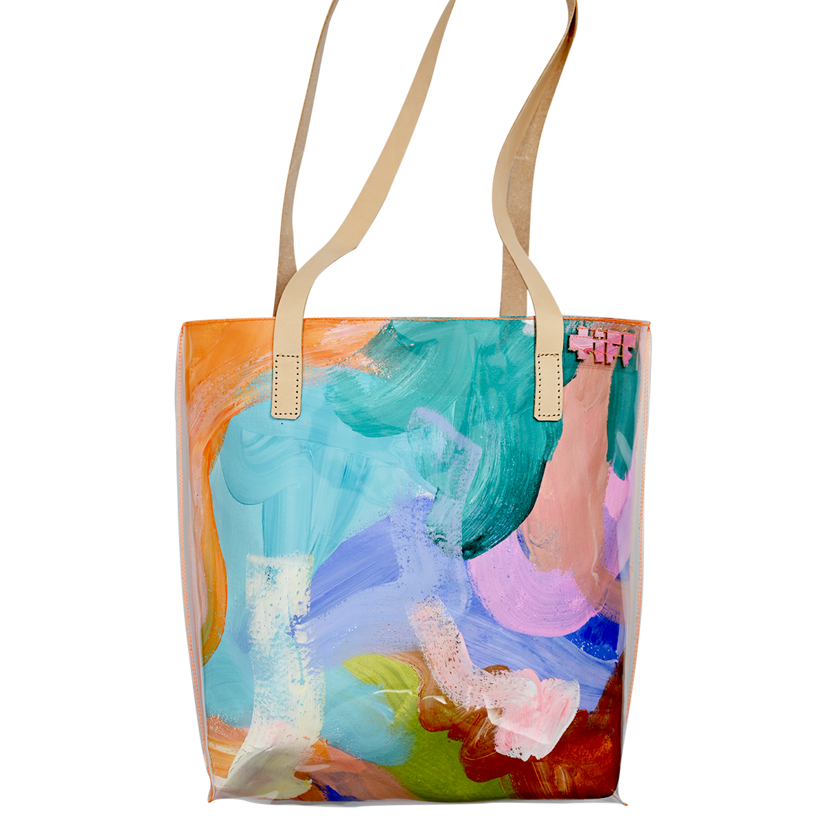 joy crowd | classic tote - this tote is created from an original painting with heavier paint features, so a patina of some cracking will be apparent in some areas. This will not affect the longevity of the product, its a unique feature!